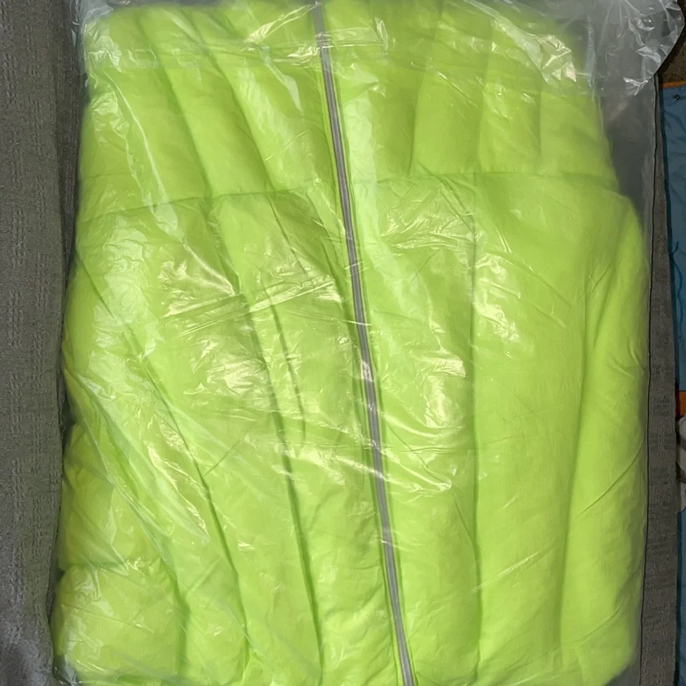 Fabletics Lime Green Quilted Hooded Puffer Jacket